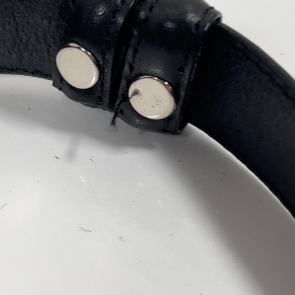 Bold Metal Hook & Eye Black Leather Statement Belt Med Boho 40" x 1 Adjustable - Picture 9 of 13